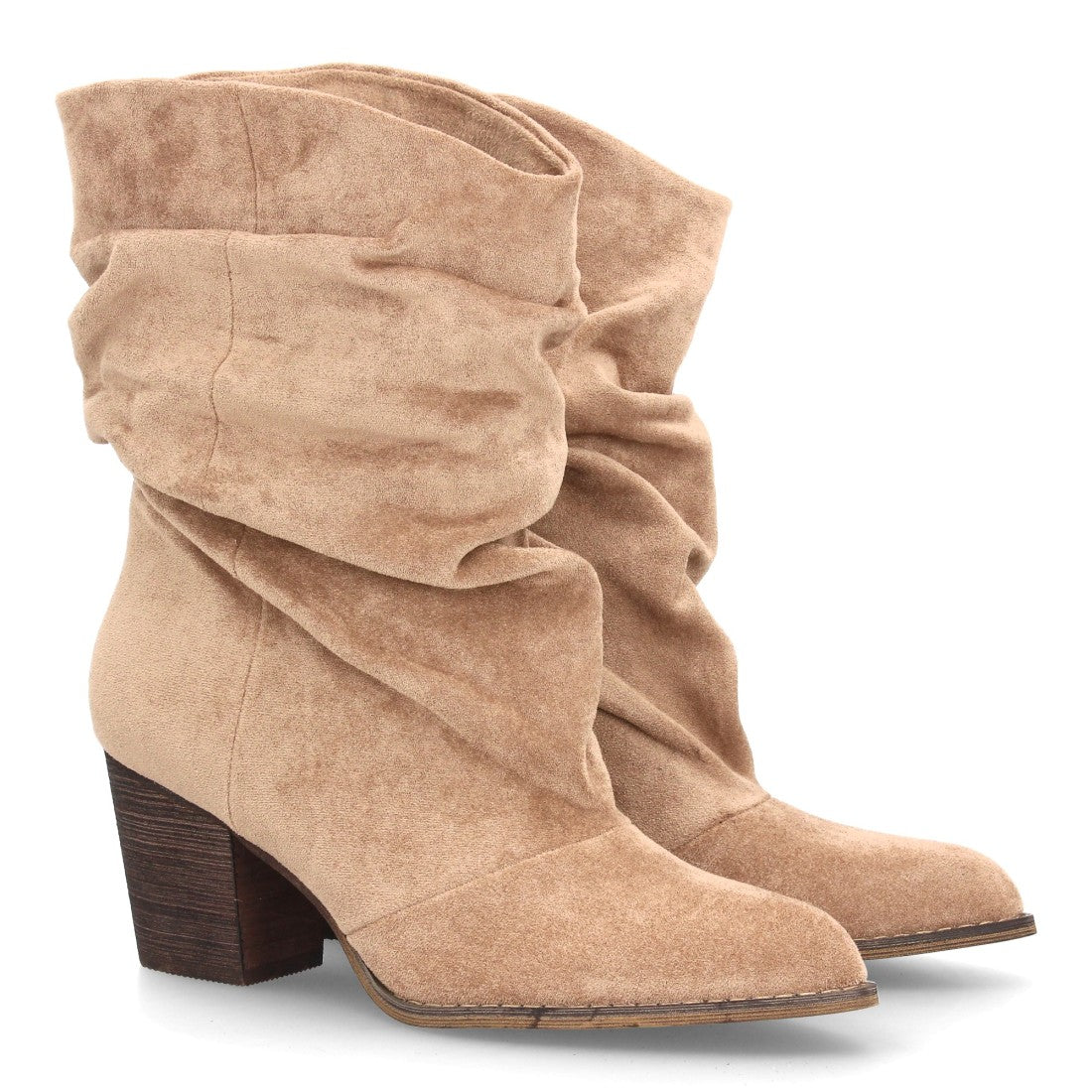 Bota de caña arrugada de mujer