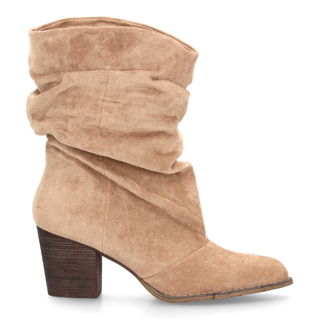 Bota de caña arrugada de mujer
