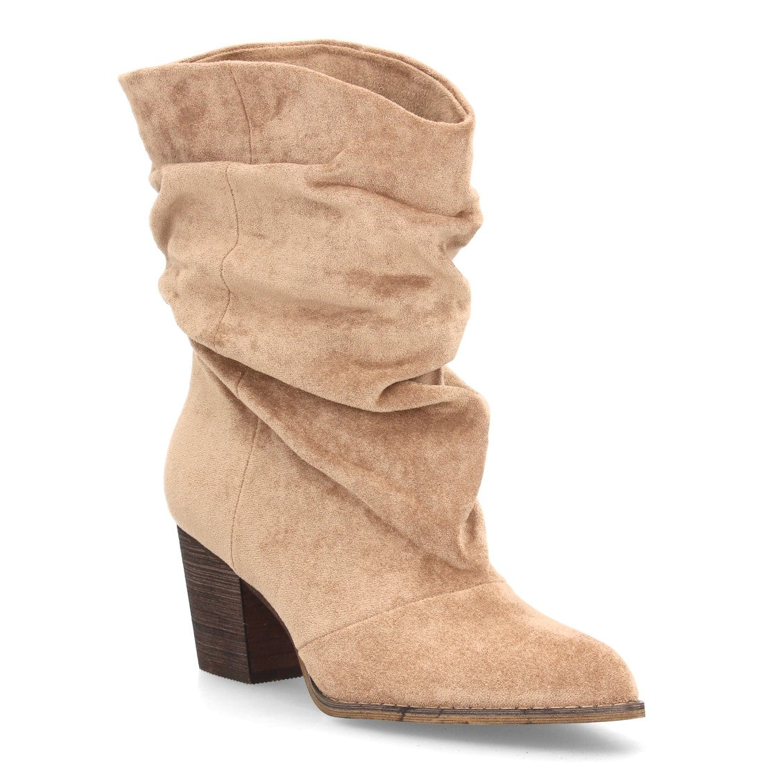 Bota de caña arrugada de mujer