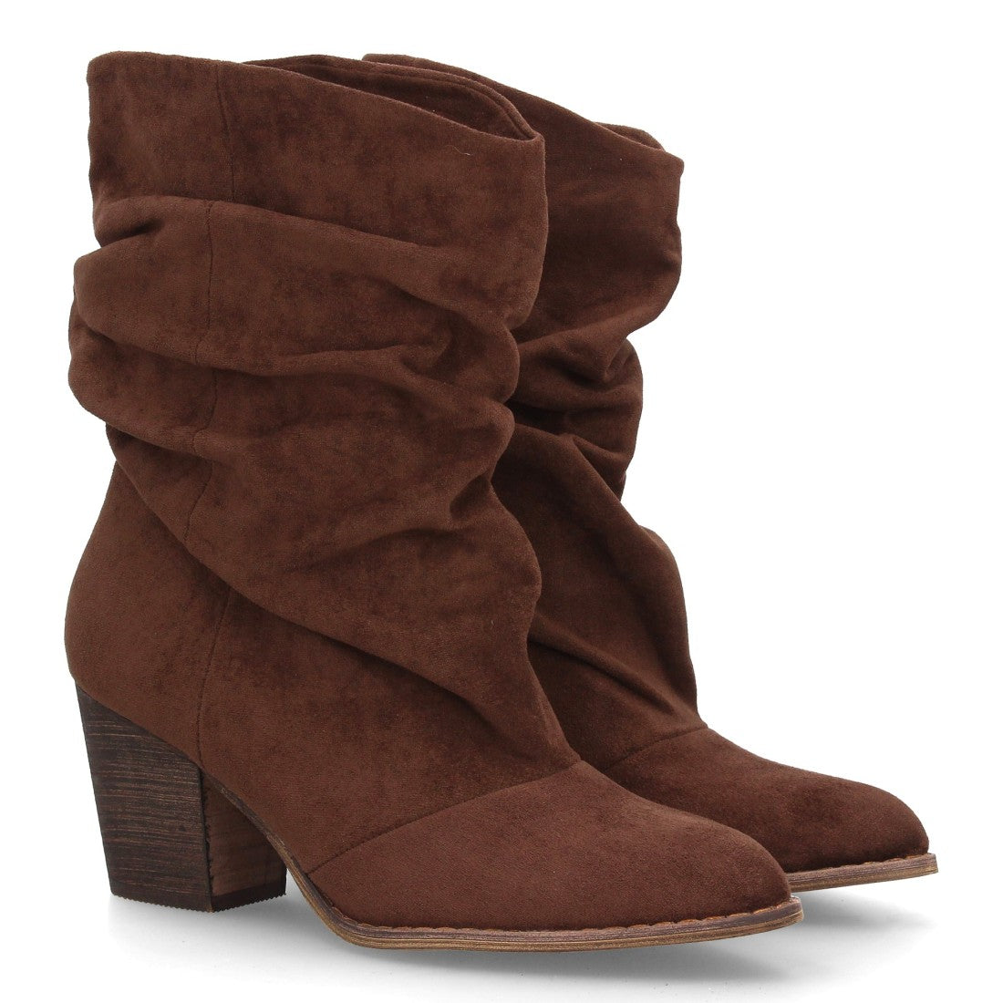 Bota de caña arrugada de mujer