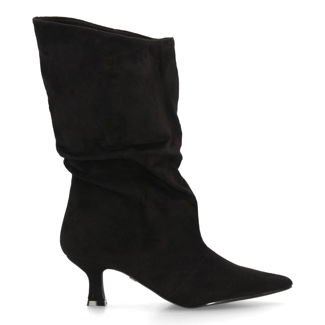 Bota de caña arrugada de mujer con tacón fino y elegante