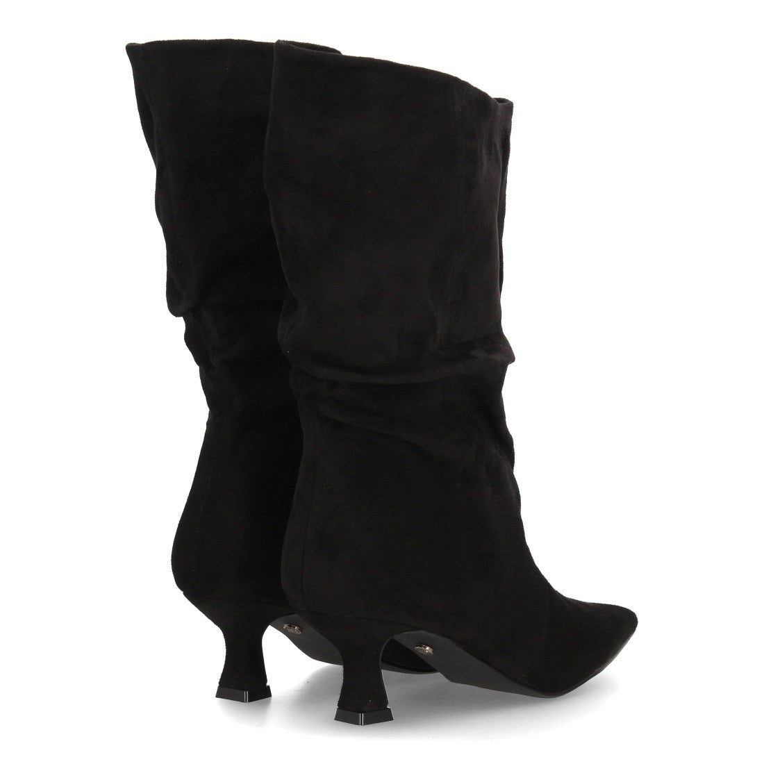 Bota de caña arrugada de mujer con tacón fino y elegante