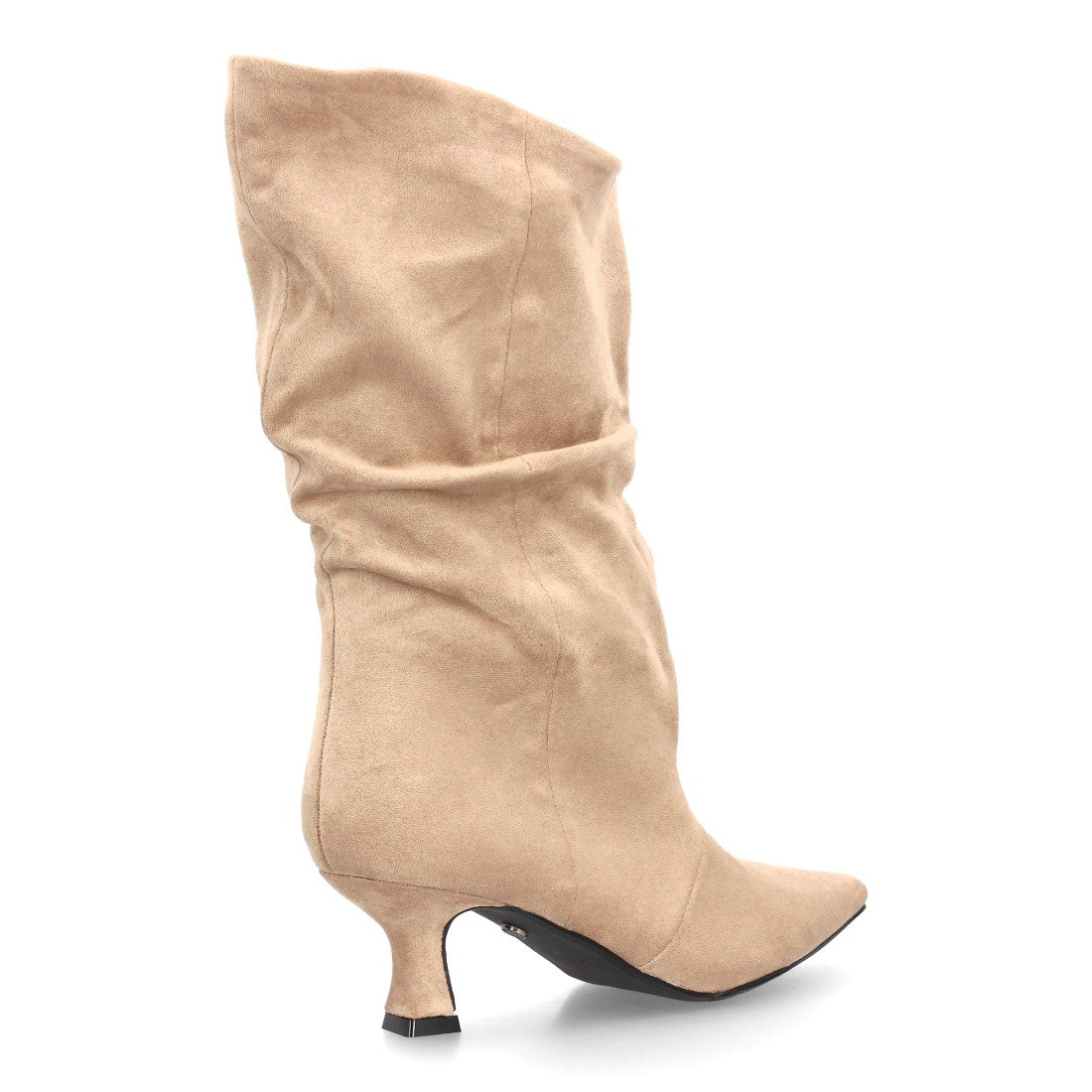 Bota de caña arrugada de mujer con tacón fino y elegante