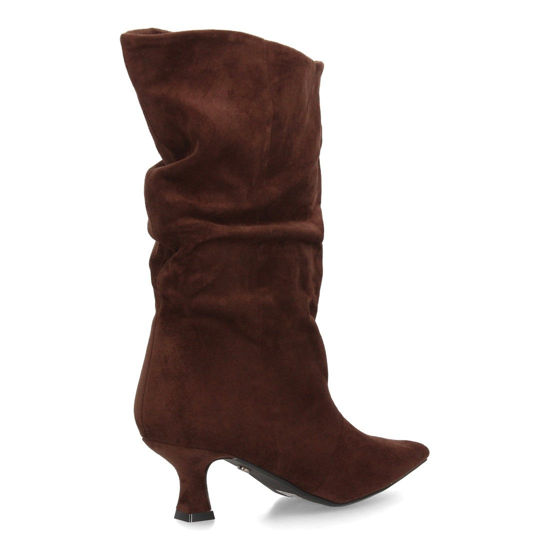 Bota de caña arrugada de mujer con tacón fino y elegante