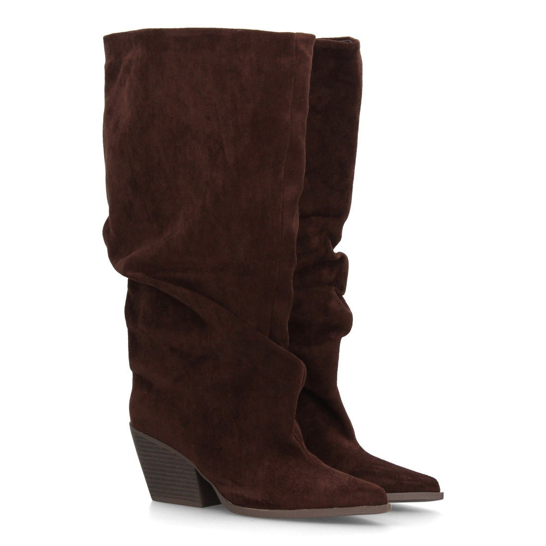Botas altas de mujer con diseño de caña ancha y efecto fruncido