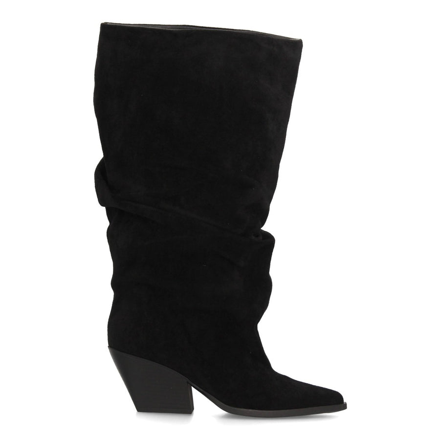 Botas altas de mujer con diseño de caña ancha y efecto fruncido
