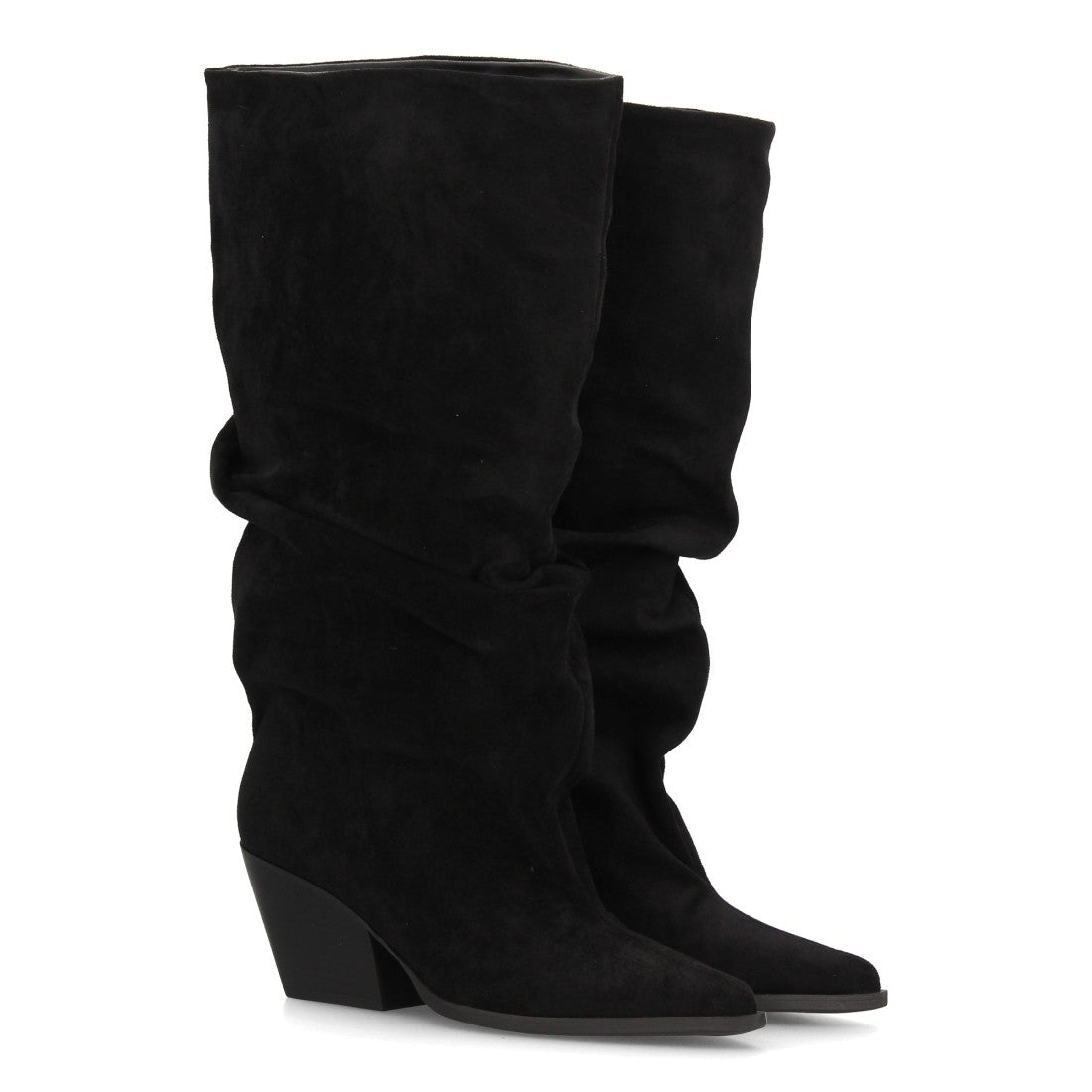 Botas altas de mujer con diseño de caña ancha y efecto fruncido