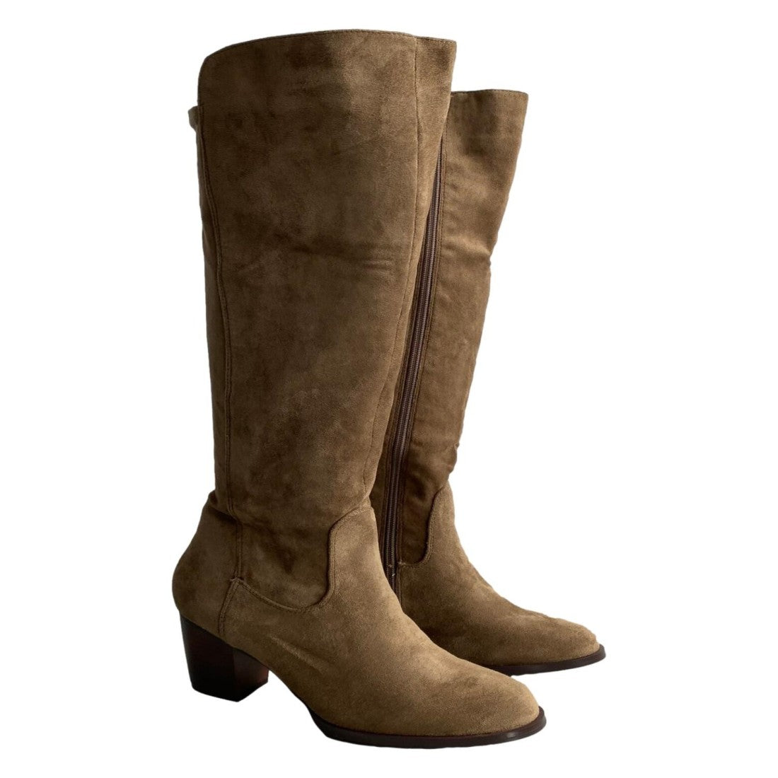Bota de tacón de mujer con punta redonda