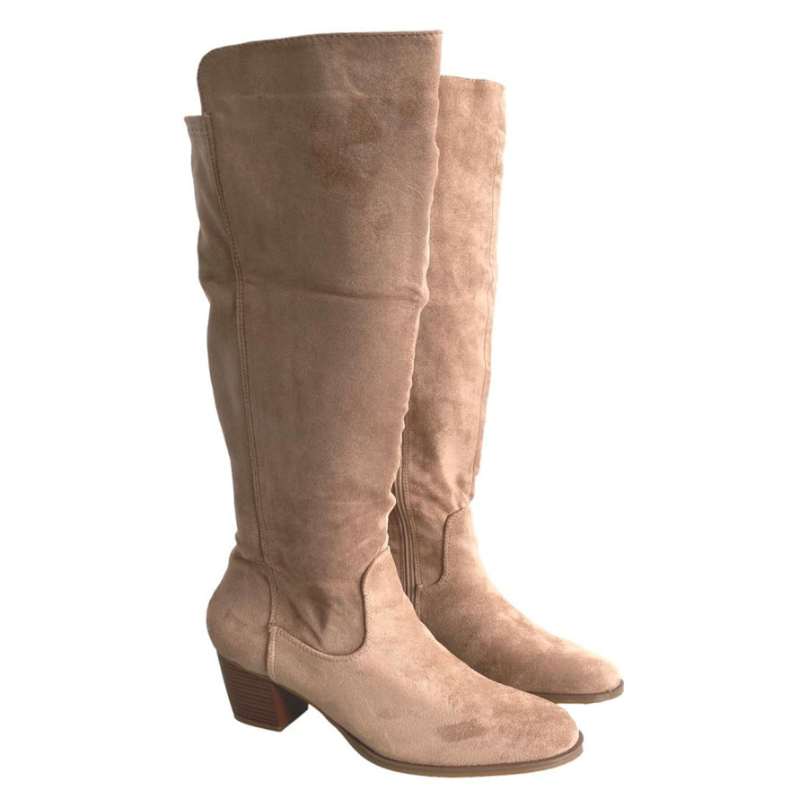 Bota de tacón de mujer con punta redonda