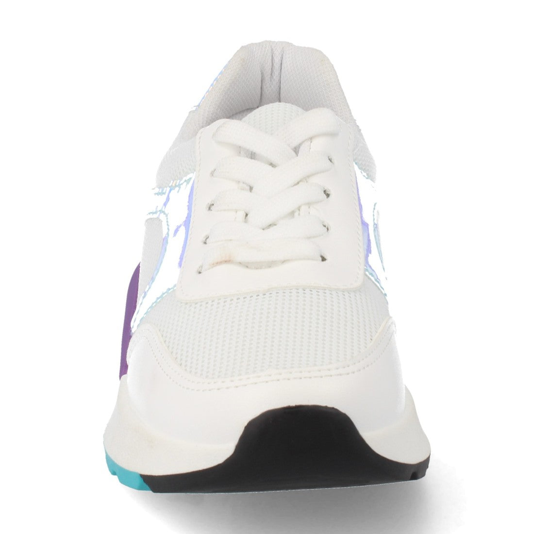 Zapatilla plana con cordones y detalles iridiscentes - Blanco