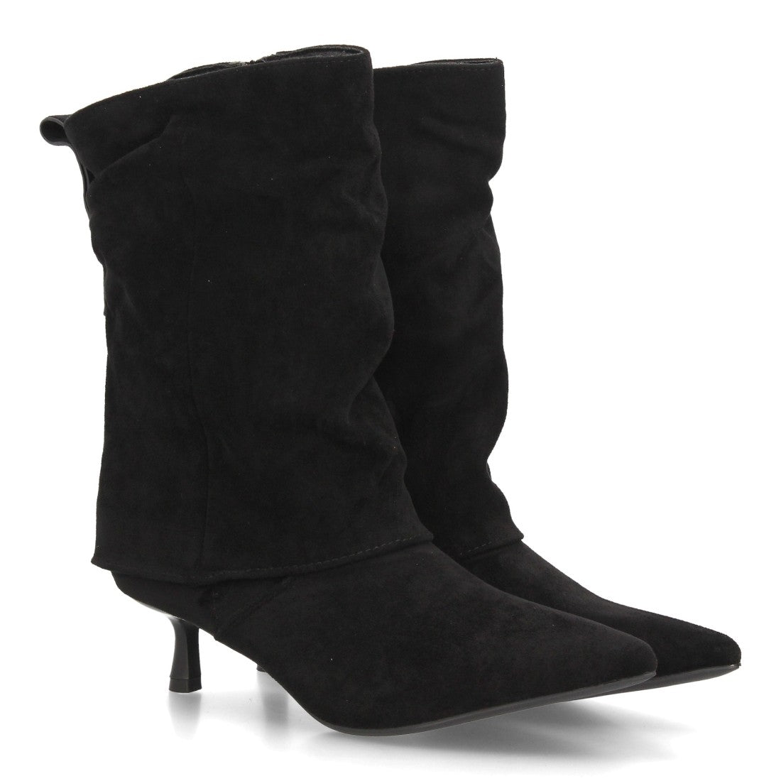 Botas de caña media de mujer con acabado efecto ante y diseño fruncido
