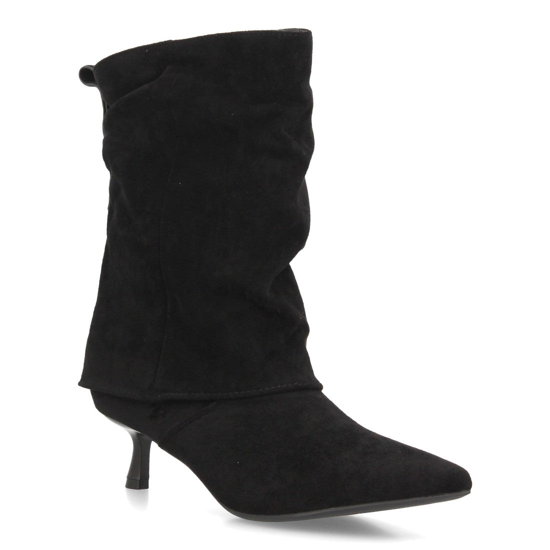 Botas de caña media de mujer con acabado efecto ante y diseño fruncido