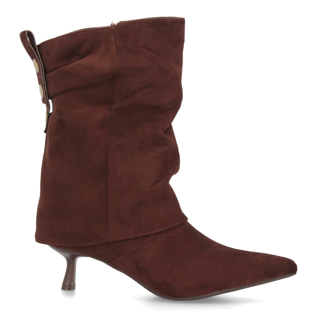 Botas de caña media de mujer con acabado efecto ante y diseño fruncido