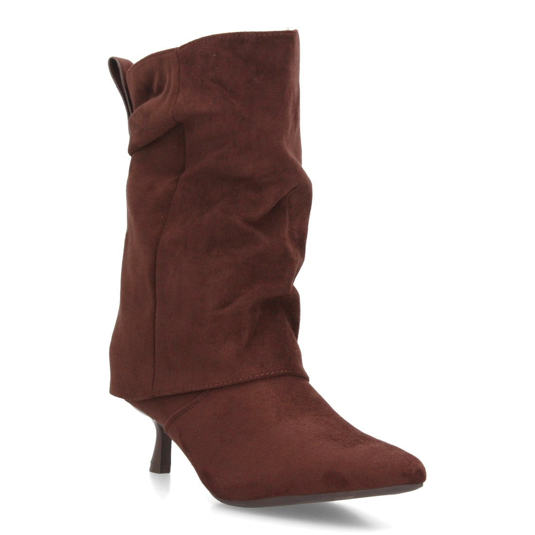 Botas de caña media de mujer con acabado efecto ante y diseño fruncido
