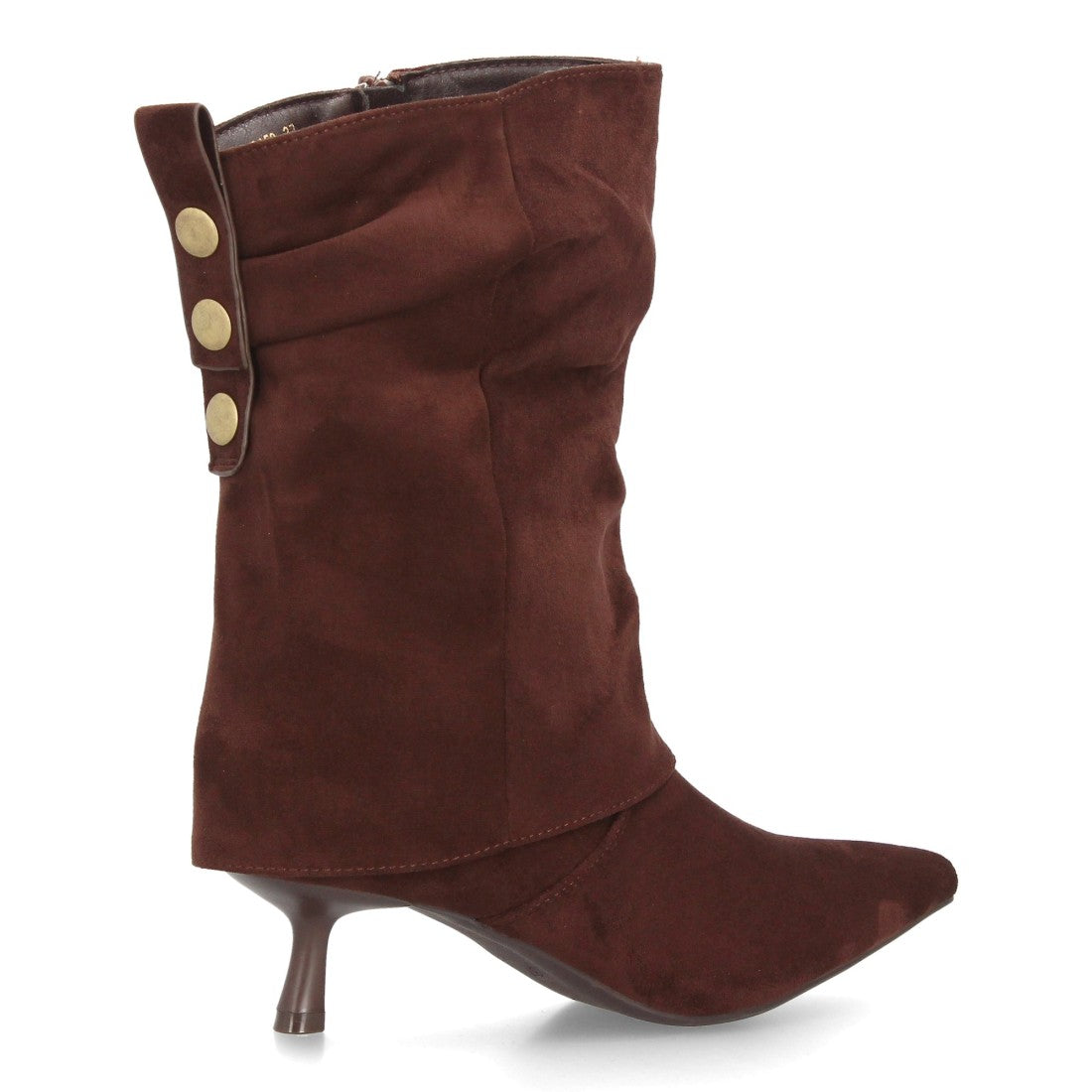 Botas de caña media de mujer con acabado efecto ante y diseño fruncido