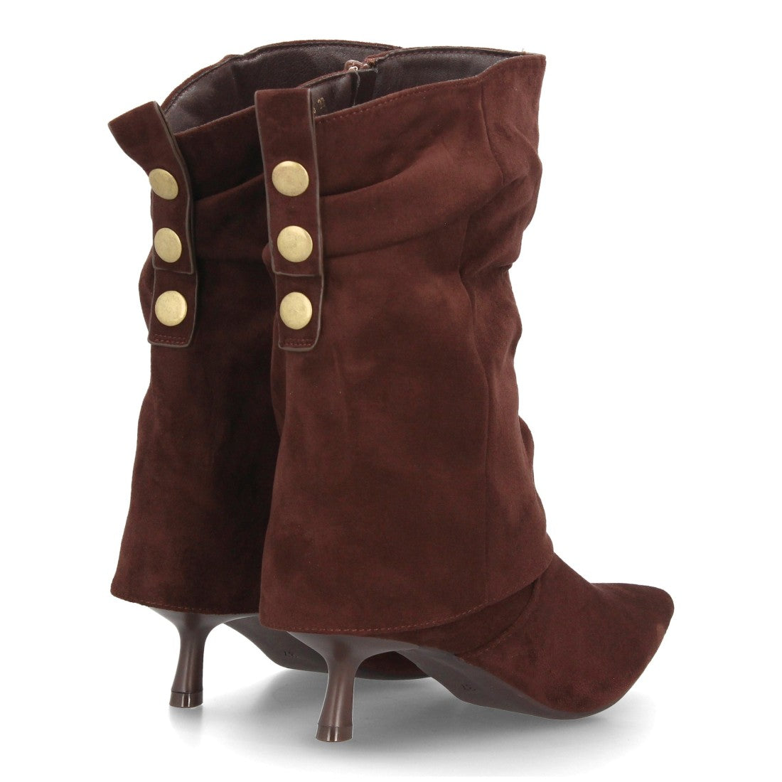 Botas de caña media de mujer con acabado efecto ante y diseño fruncido