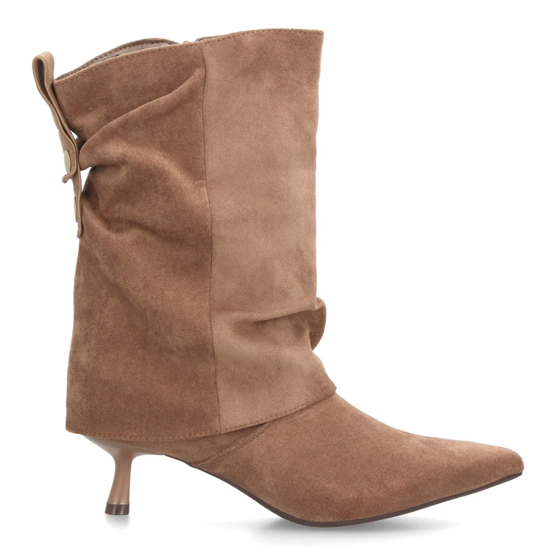 Botas de caña media de mujer con acabado efecto ante y diseño fruncido