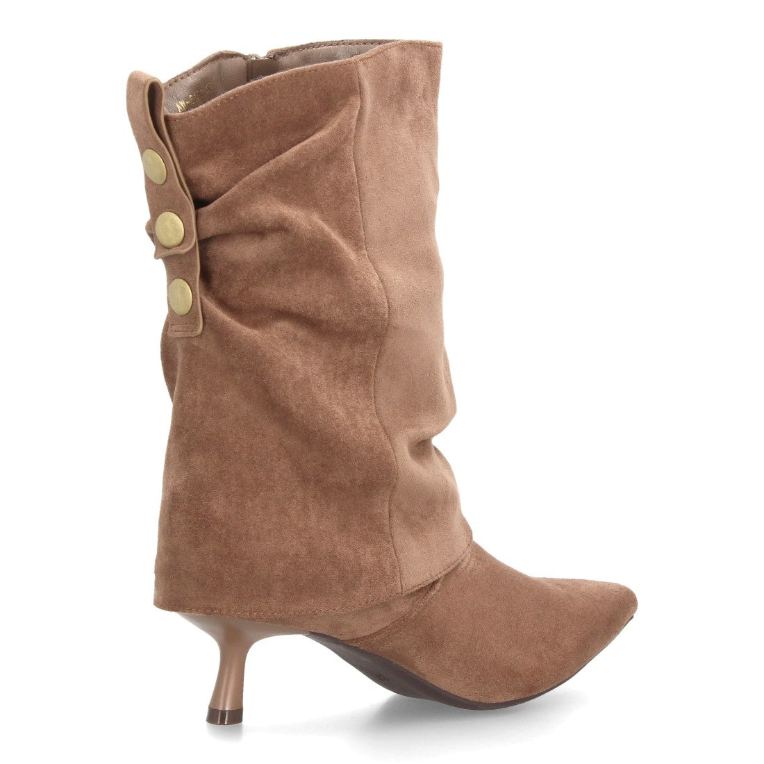 Botas de caña media de mujer con acabado efecto ante y diseño fruncido