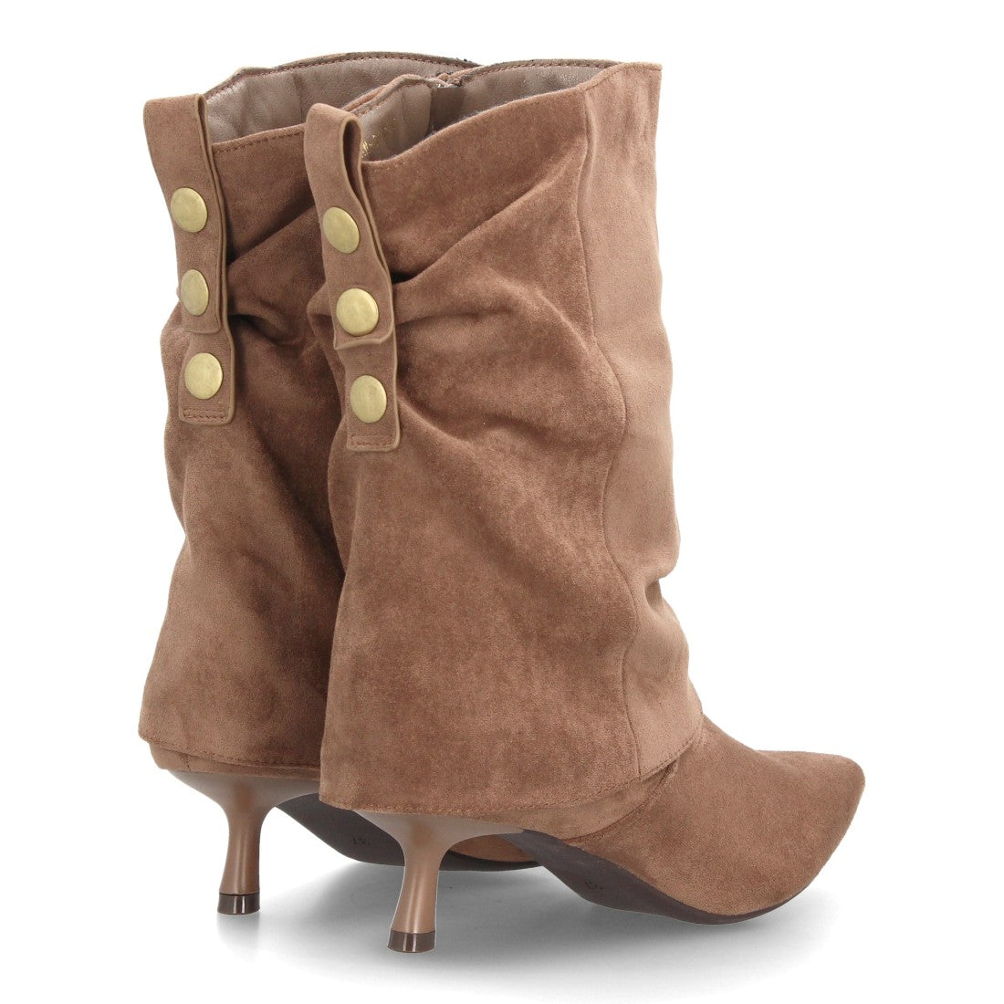 Botas de caña media de mujer con acabado efecto ante y diseño fruncido