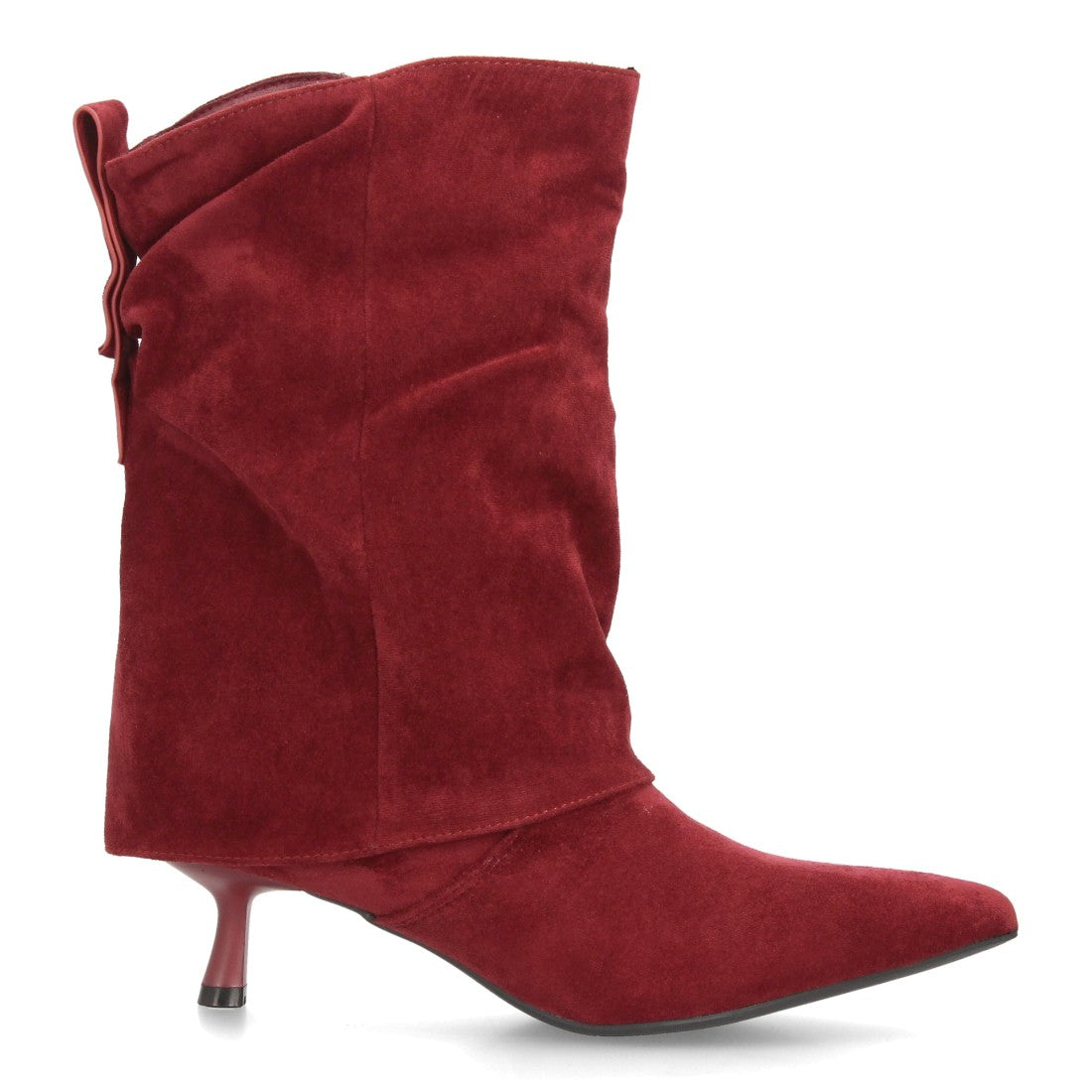 Botas de caña media de mujer con acabado efecto ante y diseño fruncido