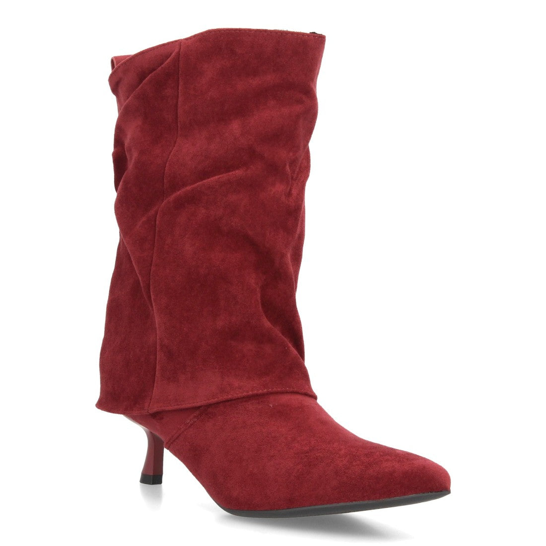 Botas de caña media de mujer con acabado efecto ante y diseño fruncido