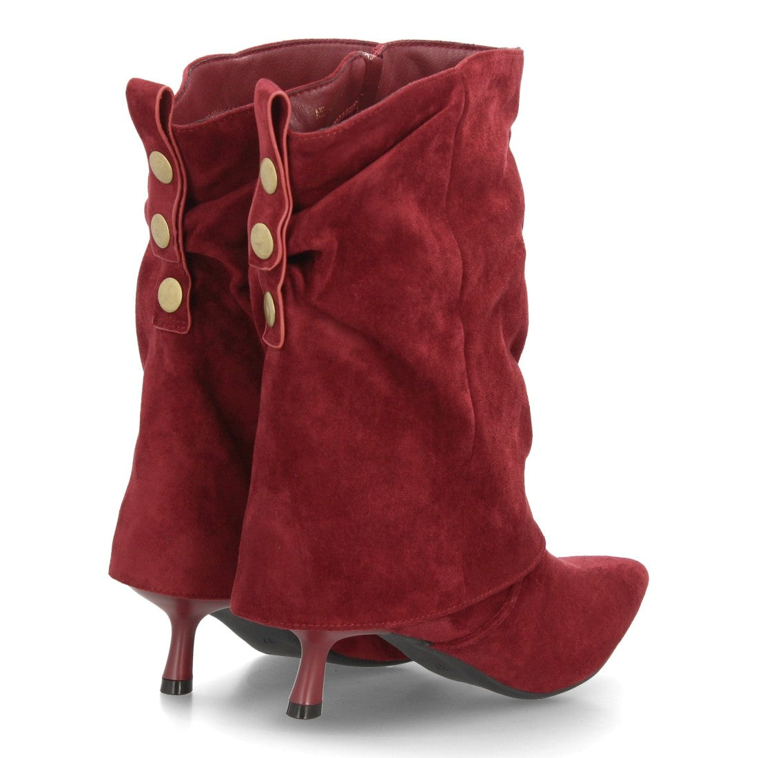 Botas de caña media de mujer con acabado efecto ante y diseño fruncido