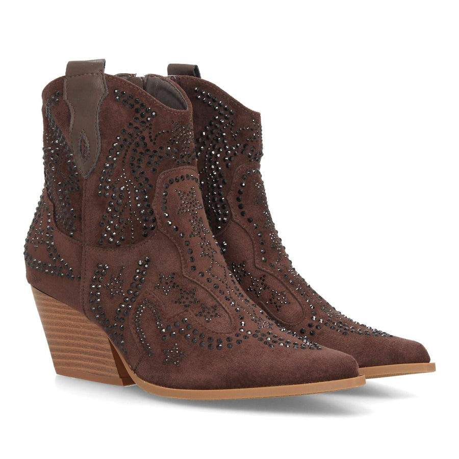 Botines de inspiración cowboy de mujer con tacón cubano
