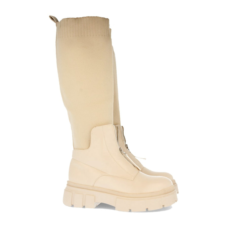 Bota de plataforma de mujer con cremallera en el empeine