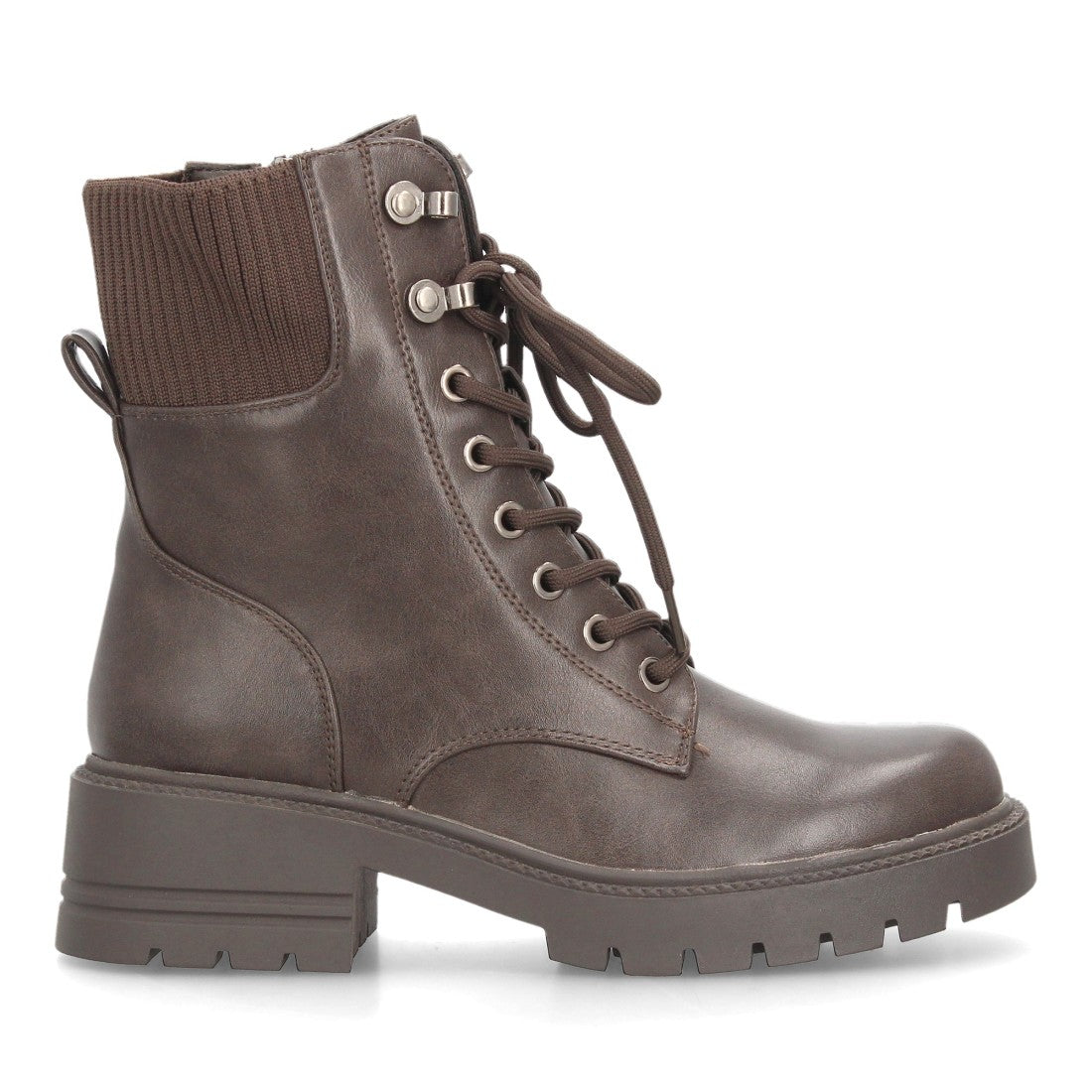 Botines de estilo militar de mujer con caña baja y cierre de cordones