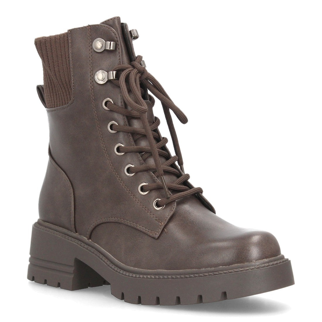 Botines de estilo militar de mujer con caña baja y cierre de cordones