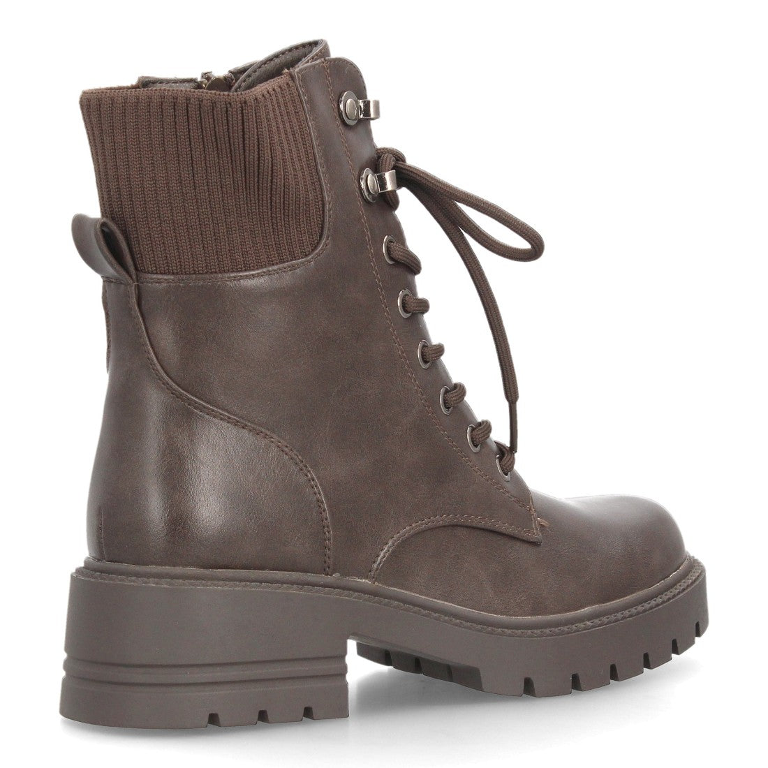 Botines de estilo militar de mujer con caña baja y cierre de cordones