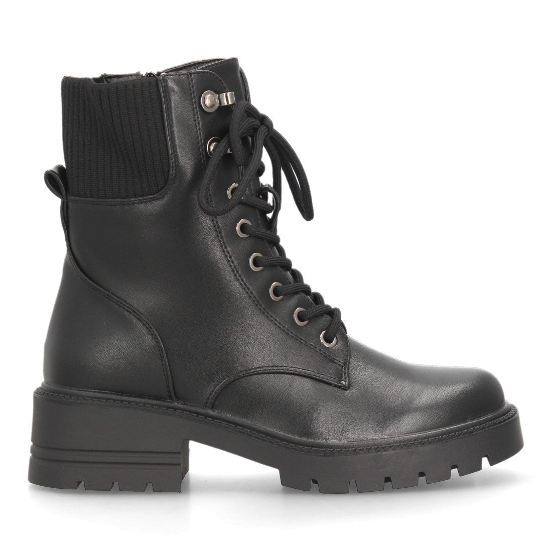Botines de estilo militar de mujer con caña baja y cierre de cordones