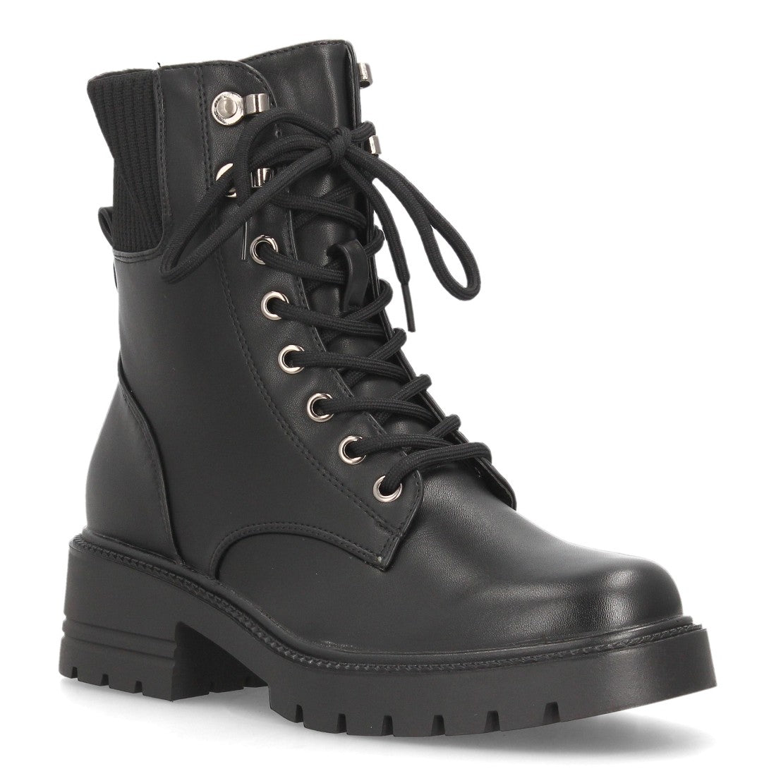 Botines de estilo militar de mujer con caña baja y cierre de cordones