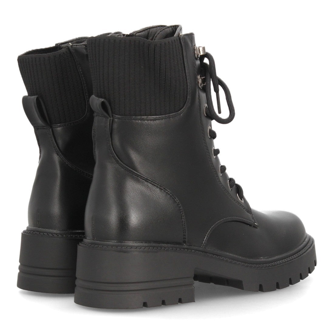 Botines de estilo militar de mujer con caña baja y cierre de cordones