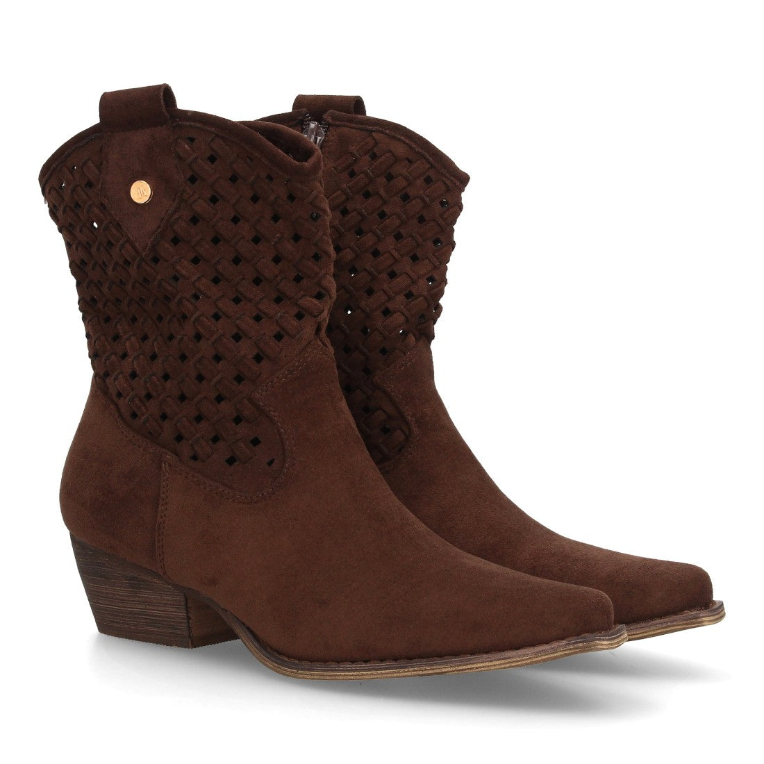 Botines de tacón campero de mujer con trenzado