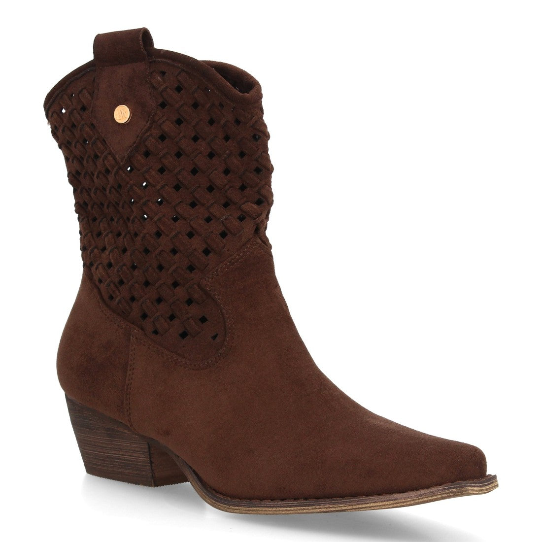 Botines de tacón campero de mujer con trenzado