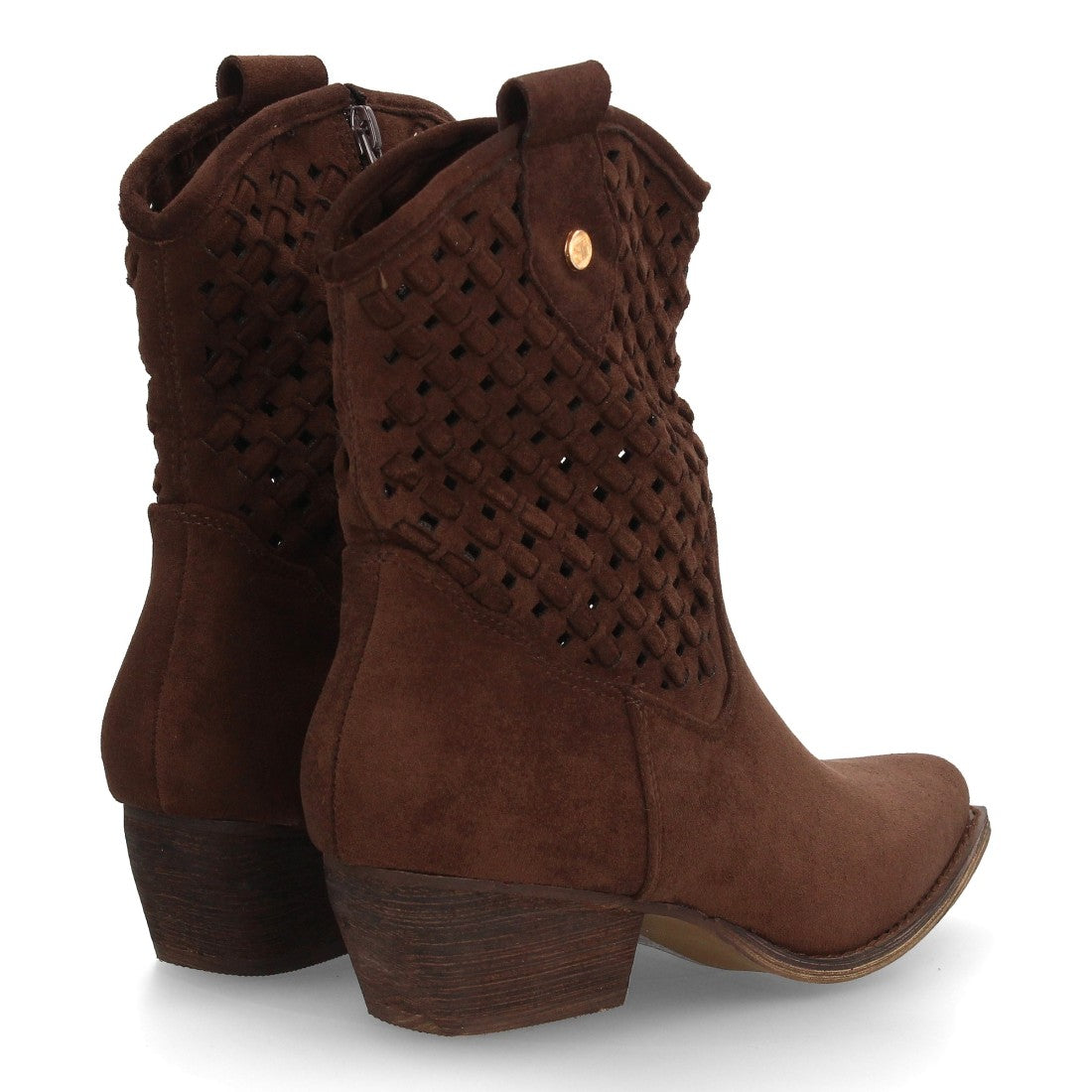 Botines de tacón campero de mujer con trenzado