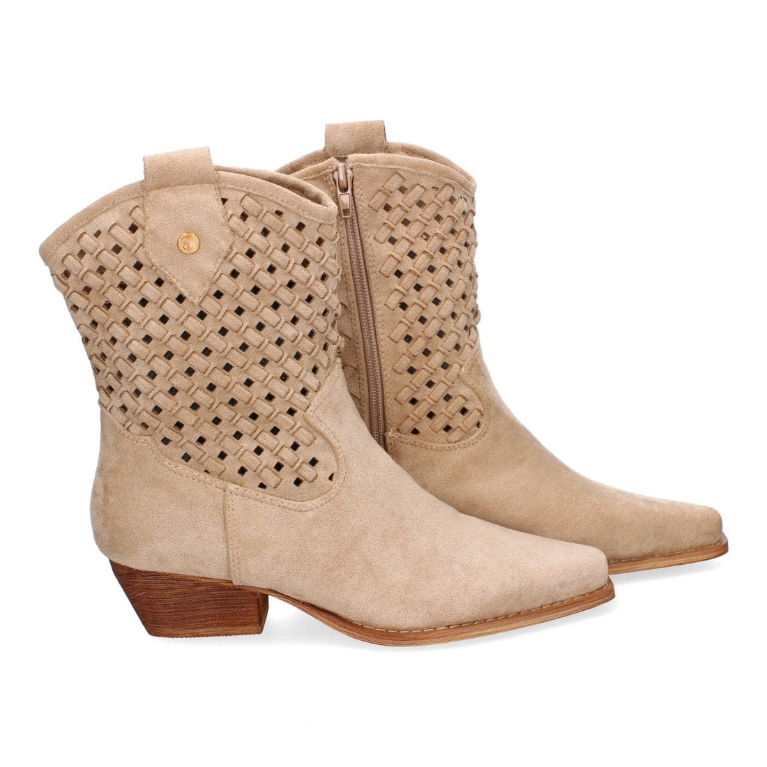 Botines de tacón campero de mujer con trenzado