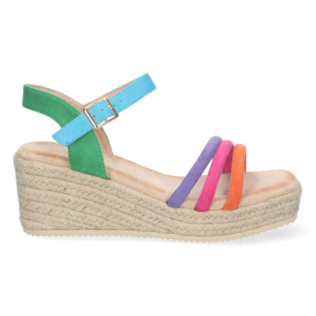 Sandalia de cuña de mujer forrado de yute - Verde (Ref. CF-2374)