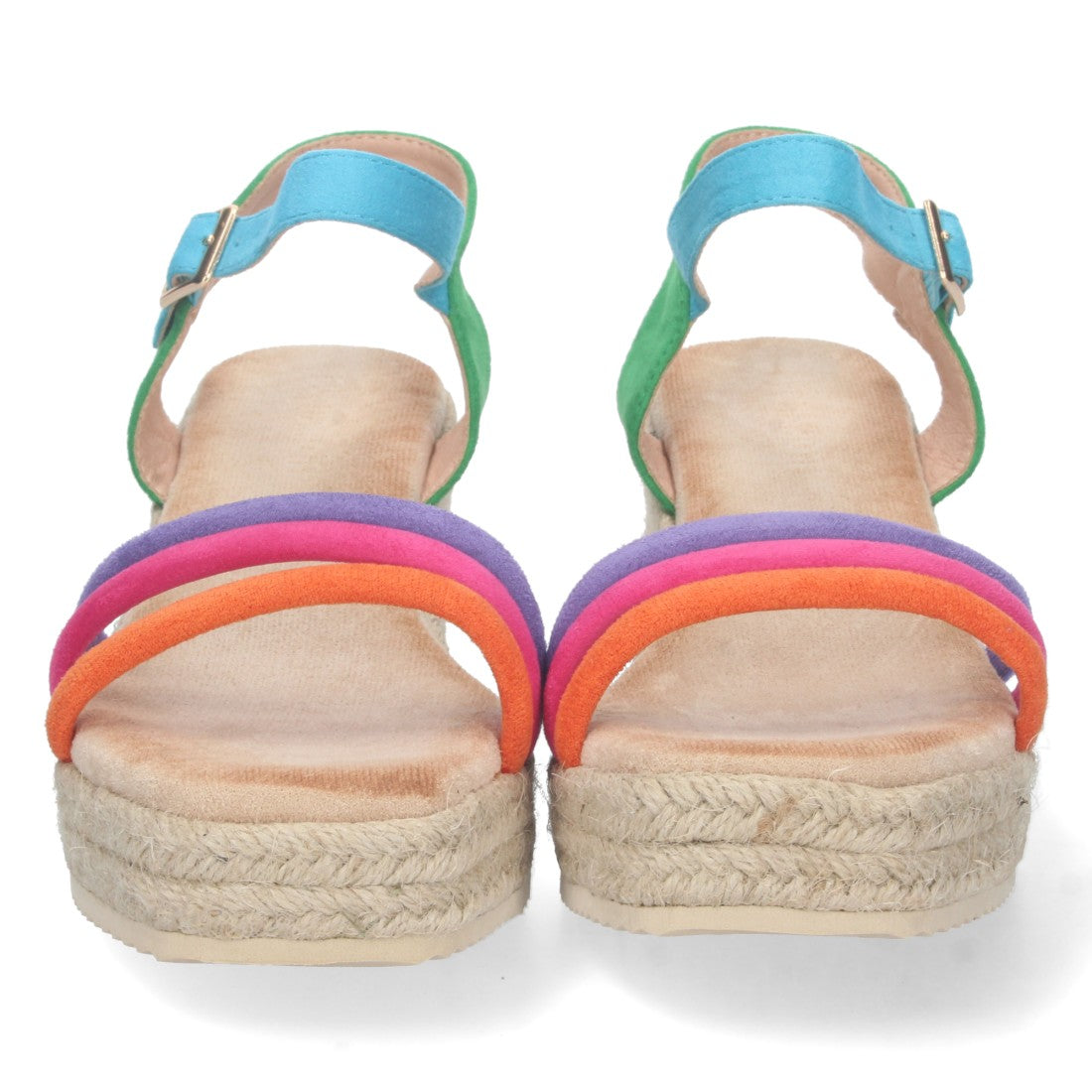 Sandalia de cuña de mujer forrado de yute - Verde (Ref. CF-2374)