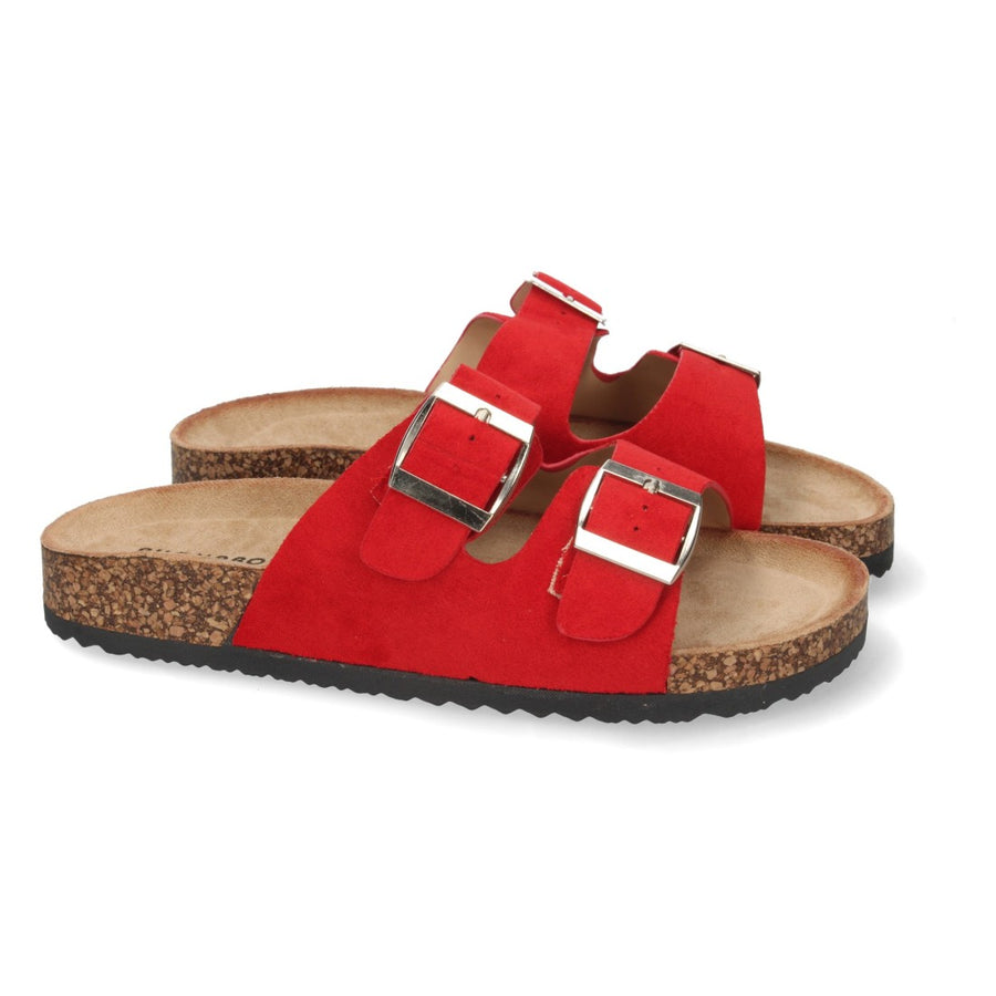 Sandalia plana de mujer con planta de anatómica de bio - Rojo