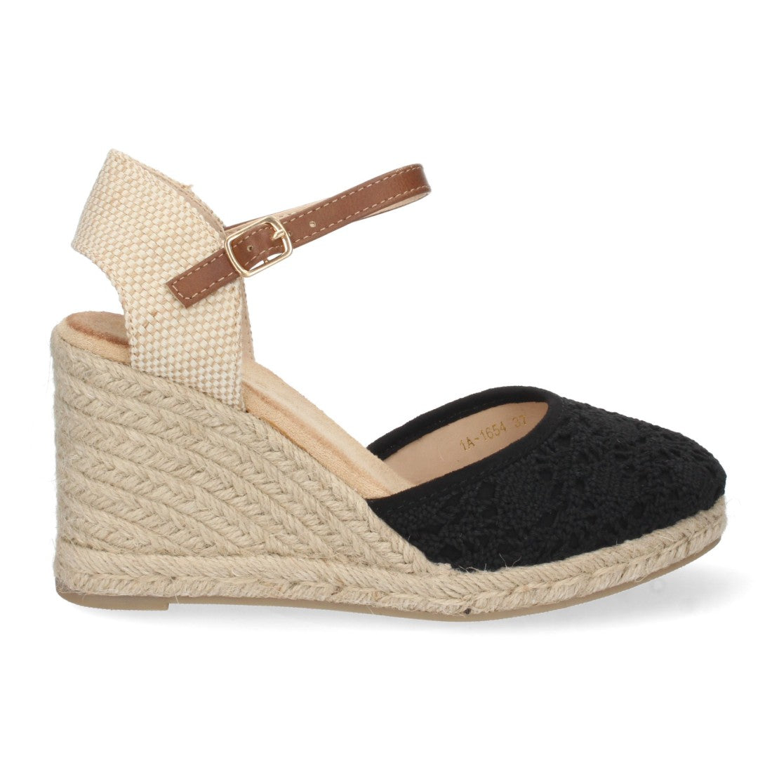 Sandalia de cuña de mujer forrada de yute