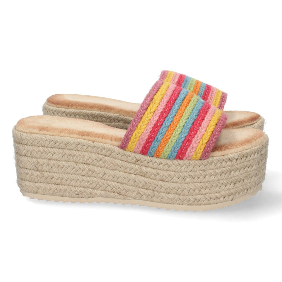 Sandalia de plataforma de mujer forrada de yute - Multicolor (Ref. 1CF-1553)