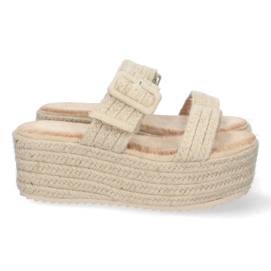 Sandalia de plataforma de mujer forrada de yute - Beige (Ref. 1CF-1588)