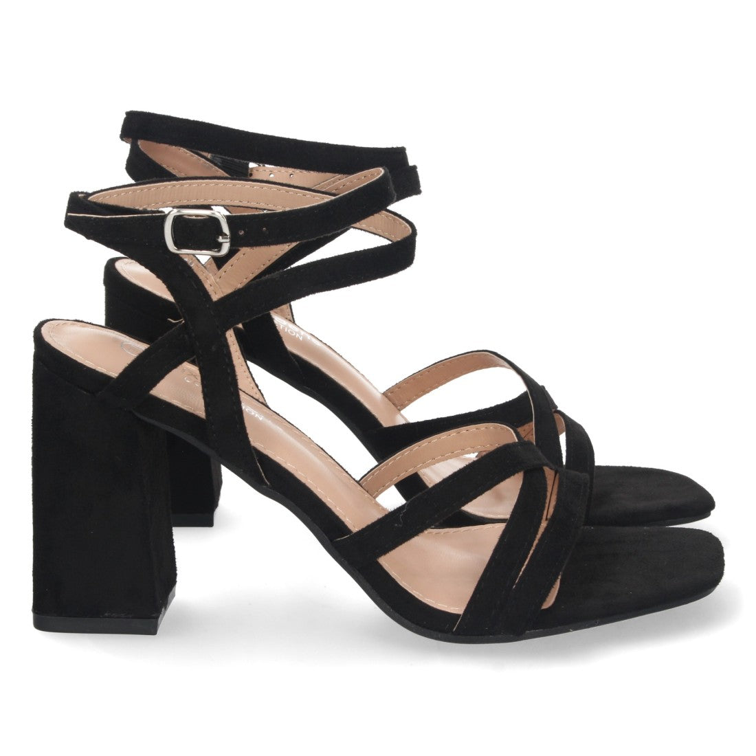 Sandalia de tacón de mujer con palas cruzadas - Negro (Ref. 888-302)