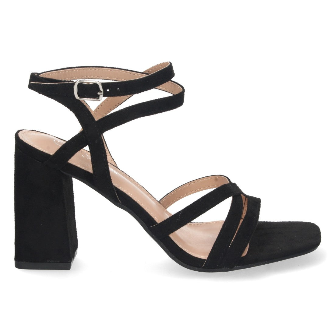 Sandalia de tacón de mujer con palas cruzadas - Negro (Ref. 888-302)