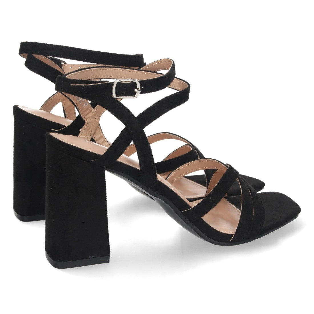 Sandalia de tacón de mujer con palas cruzadas - Negro (Ref. 888-302)