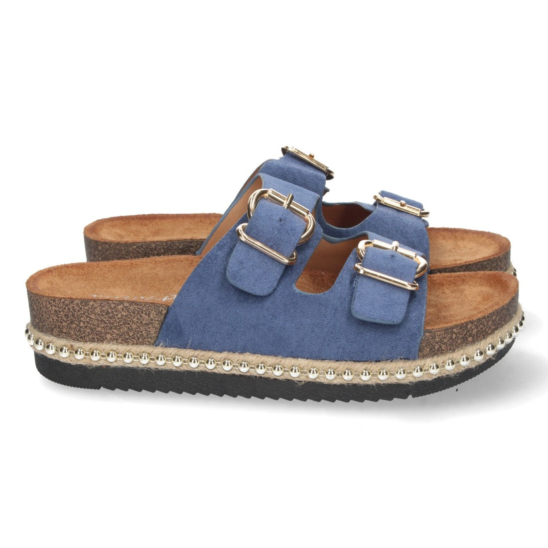 Sandalia plana de mujer forrada de yute - Azul (Ref. BL22-5)