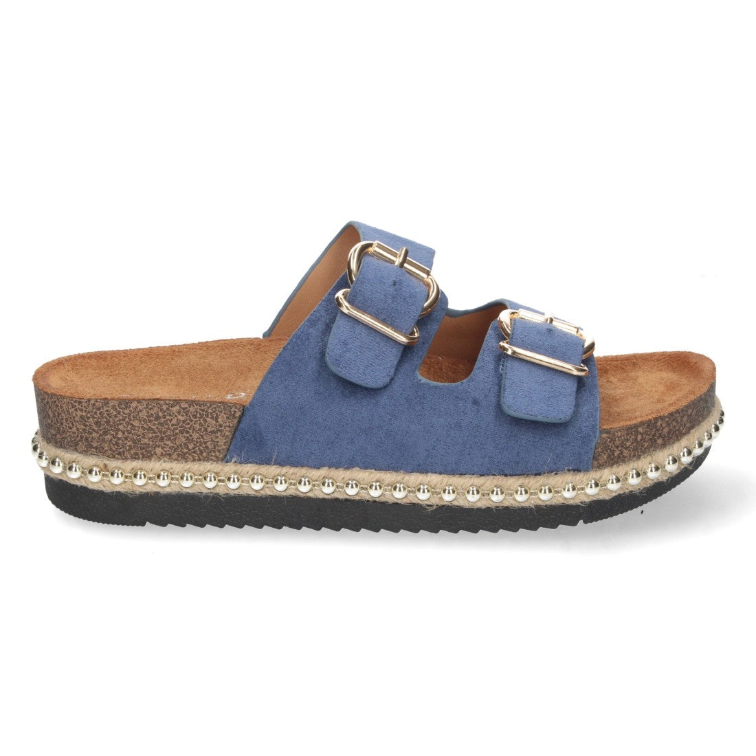 Sandalia plana de mujer forrada de yute - Azul (Ref. BL22-5)