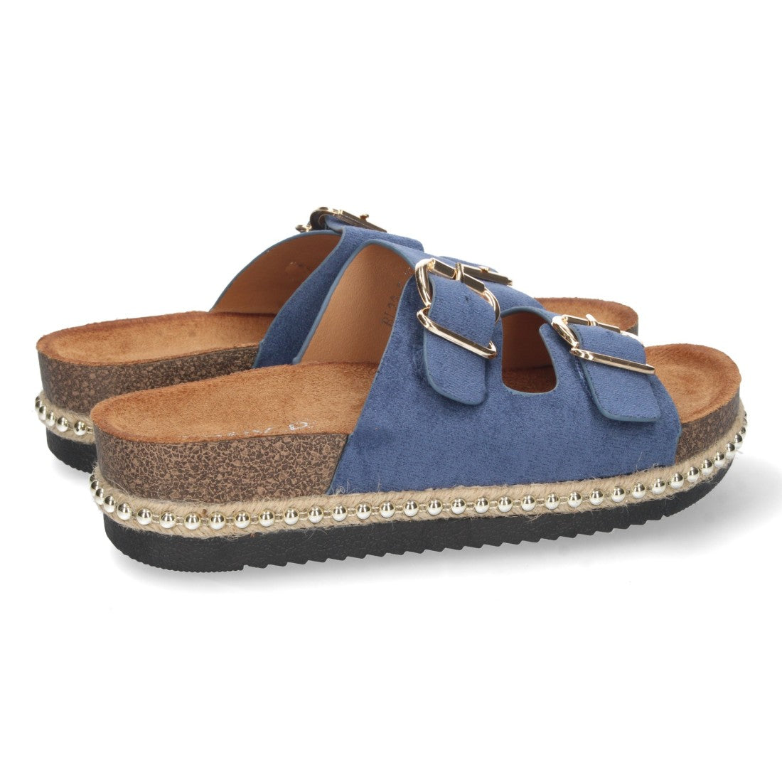 Sandalia plana de mujer forrada de yute - Azul (Ref. BL22-5)